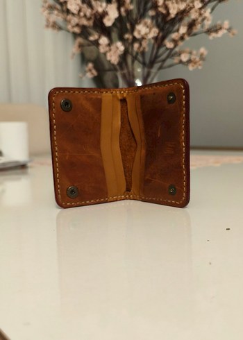 Hakiki deri Taba rengi Minimalist Erkek kartlık - Görsel 7