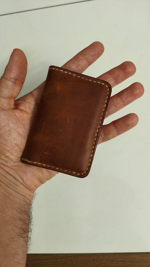 Hakiki deri Taba rengi Minimalist Erkek kartlık - Görsel 3