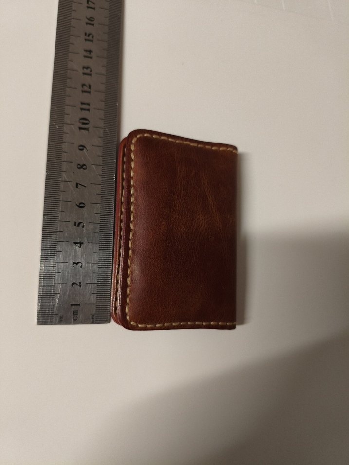 Hakiki deri Taba rengi Minimalist Erkek kartlık - Görsel 5