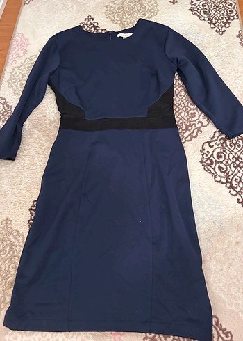 Lacivert Klasik Elbise - Görsel 3