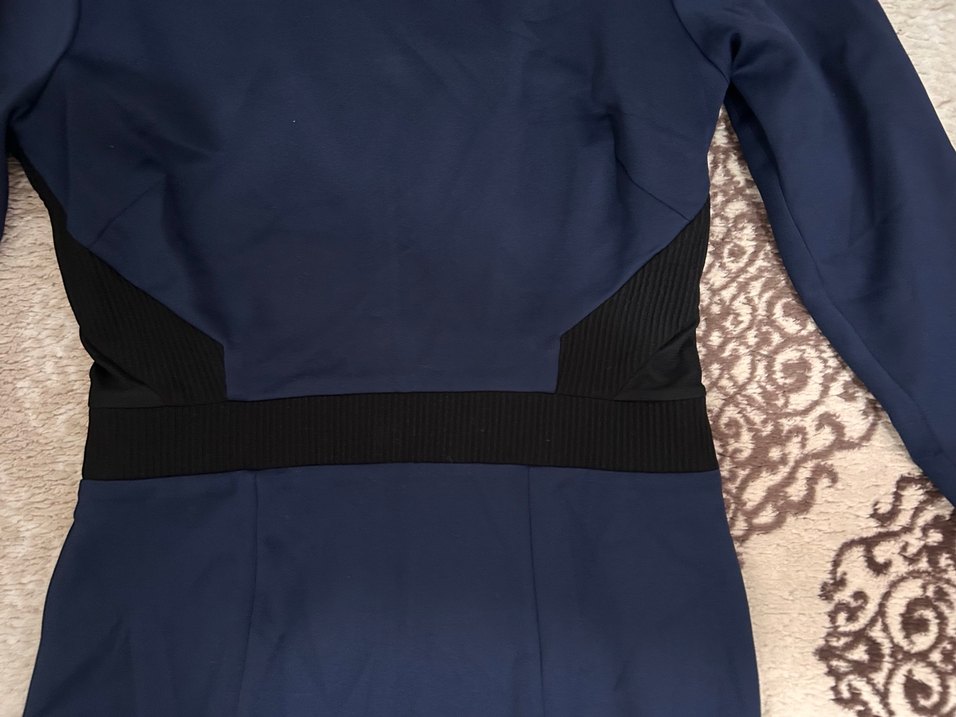 Lacivert Klasik Elbise - Görsel 5