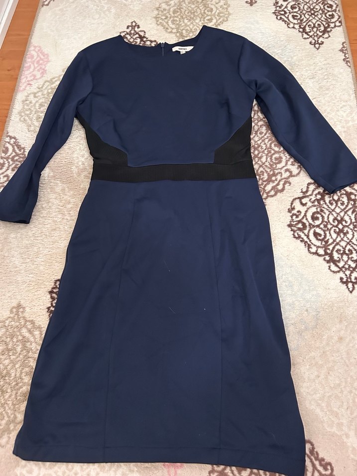 Lacivert Klasik Elbise - Görsel 3