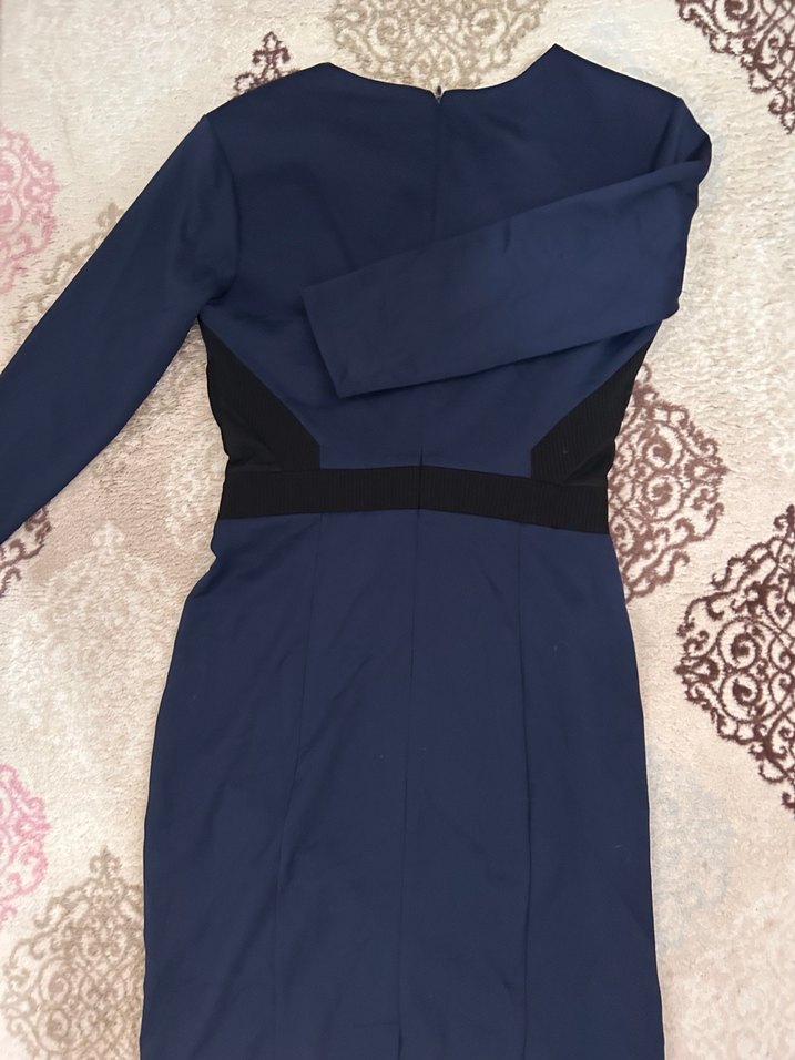 Lacivert Klasik Elbise - Görsel 2