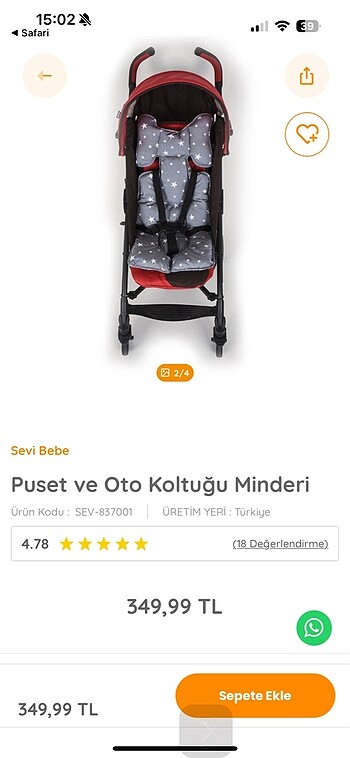 Puset ve bebek arabası minderi