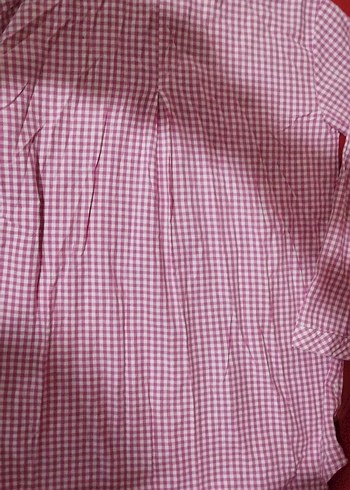 Pembe,Düğmeli Kız Çocuk Kareli Gömlek - Görsel 4