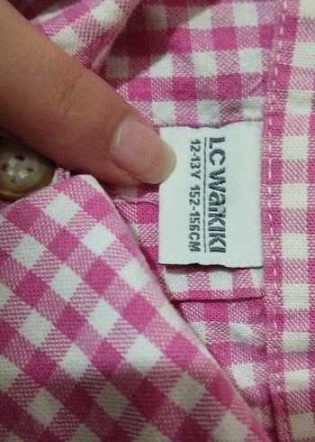 Pembe,Düğmeli Kız Çocuk Kareli Gömlek - Görsel 3