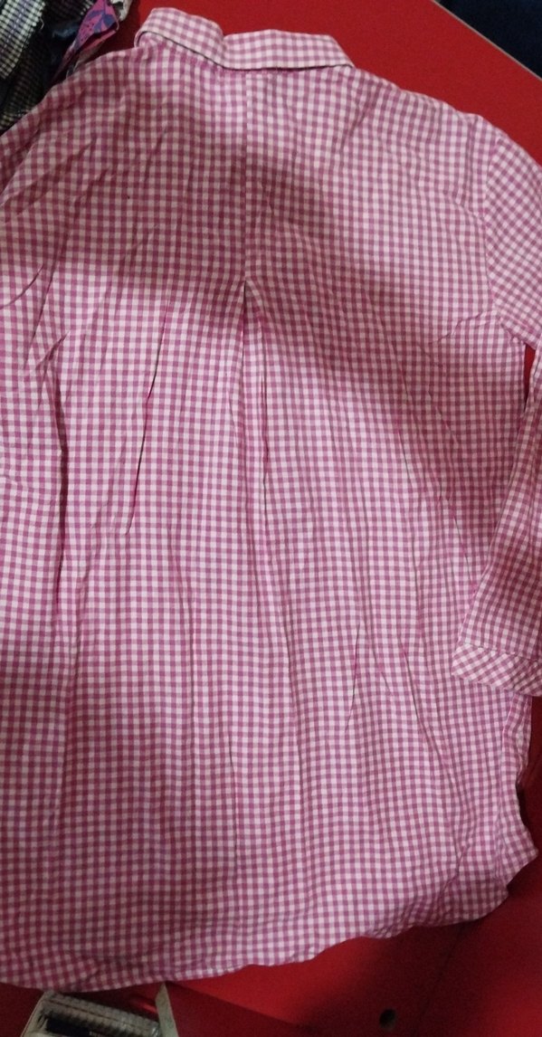 Pembe,Düğmeli Kız Çocuk Kareli Gömlek - Görsel 4