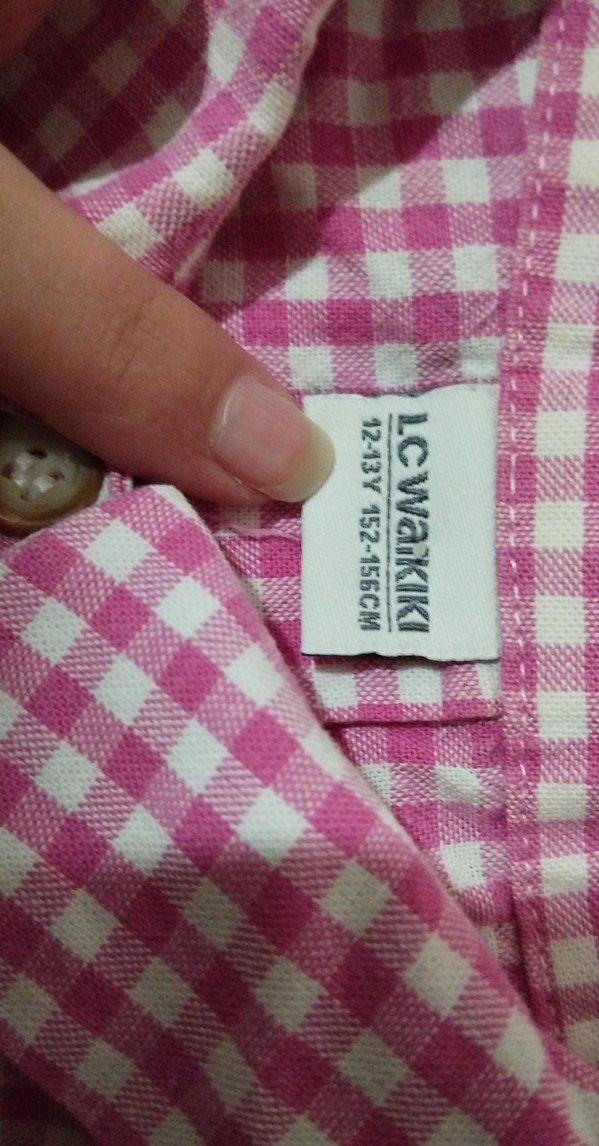 Pembe,Düğmeli Kız Çocuk Kareli Gömlek - Görsel 3