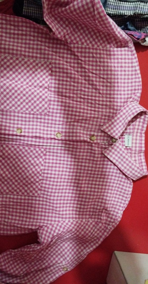 Pembe,Düğmeli Kız Çocuk Kareli Gömlek - Görsel 2