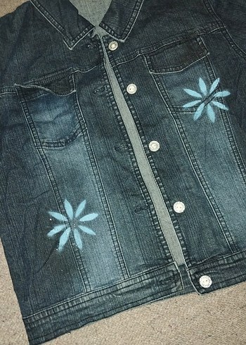 Kız Çocuk Çiçek Desenli Kot Ceket - Görsel 2