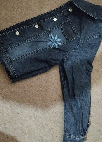 Kız Çocuk Çiçek Desenli Kot Ceket - Görsel 4