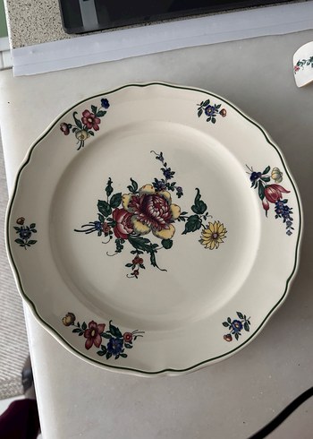 Çiçek Desenli Beyaz Seramik Tabak - Görsel 4