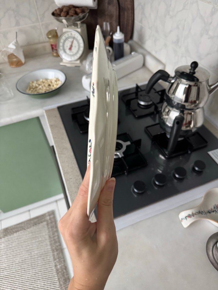 Çiçek Desenli Beyaz Seramik Tabak - Görsel 5