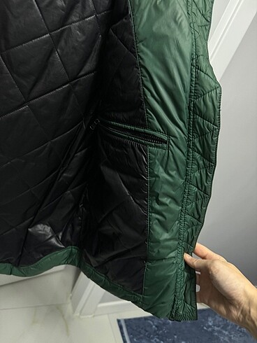 Yeşil gerçek kaz tüyü şişme yelek - Görsel 3