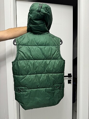 Yeşil gerçek kaz tüyü şişme yelek - Görsel 2