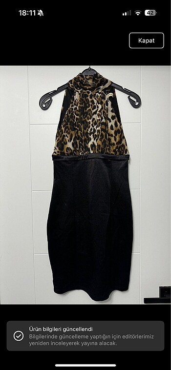 Leopar desenli kısa elbise