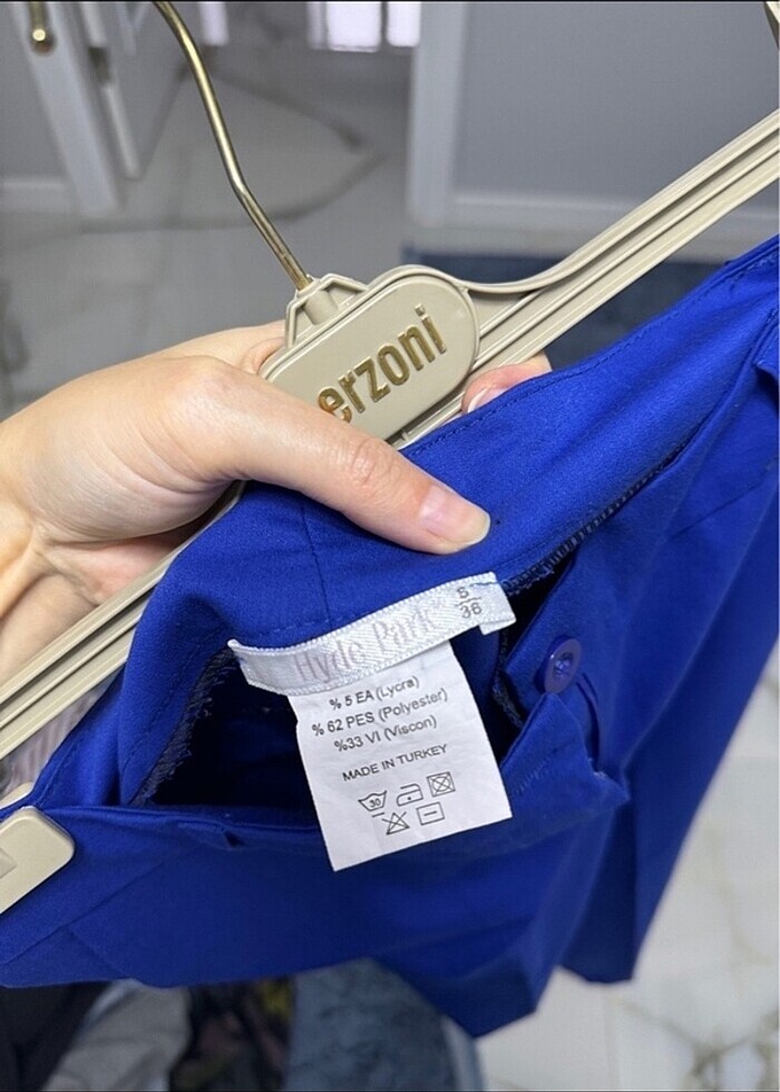 Mavi kumaş pantolon - Görsel 3