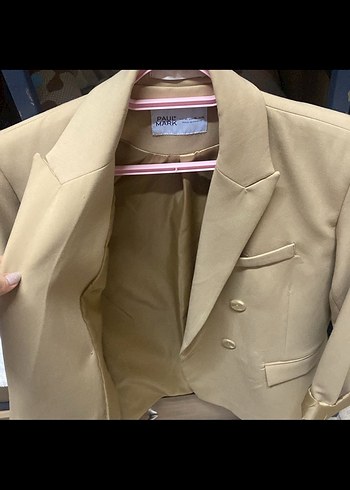 Bej Düğmeli Kadın Blazer Ceket - Görsel 2