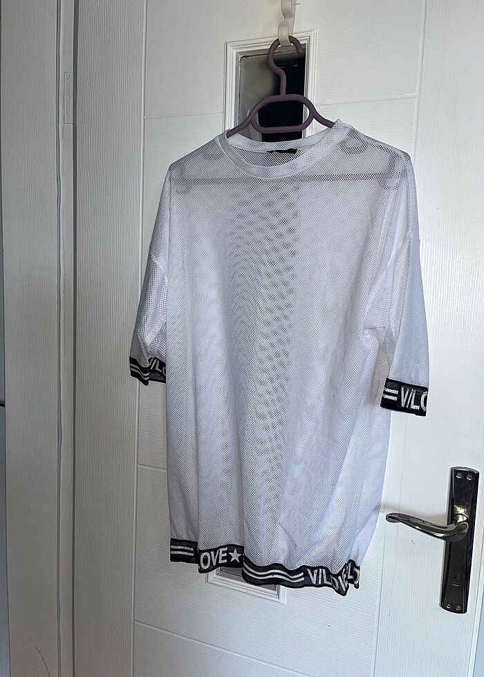 Beyaz fileli elbise - Görsel 2