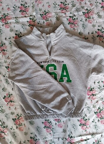 Zara Gri Uzun Kollu Sweatshirt Kazak Hırka Bluz