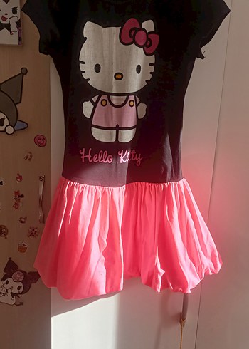 Hello Kitty Kız Çocuk Pembe Fırfırlı Hello Kitty Elbise