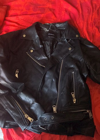 Kadın Siyah Deri Biker Ceket