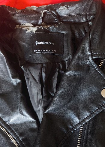 Pull and Bear Kadın Siyah Deri Biker Ceket