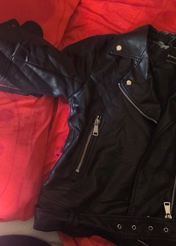 m Beden siyah Renk Kadın Siyah Deri Biker Ceket
