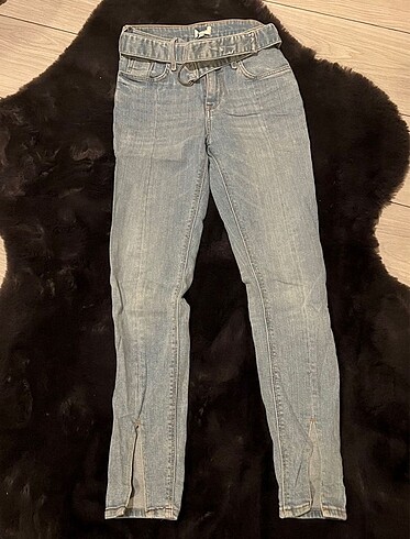 xs Beden Kadın Kemerli Jean Pantolon