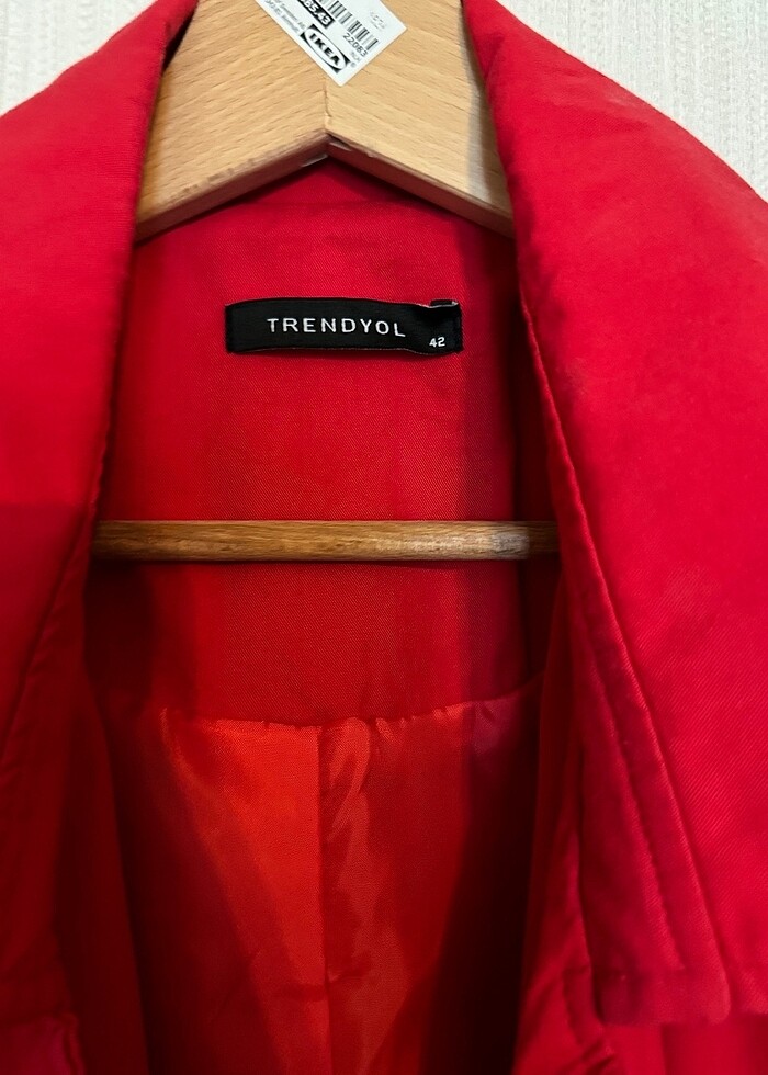Trendyol Kırmızı Trençkot Pardesü - Görsel 2