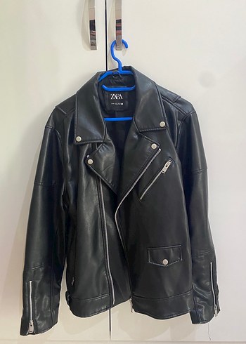 Zara Kadın Siyah Deri Biker Ceket
