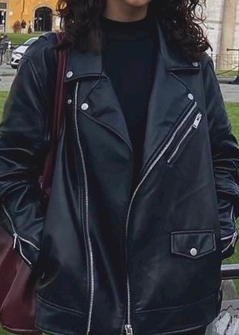 xl Beden siyah Renk Zara Kadın Siyah Deri Biker Ceket