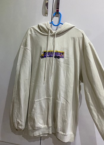 H&M Beyaz Kapüşonlu Baskılı Sweatshirt