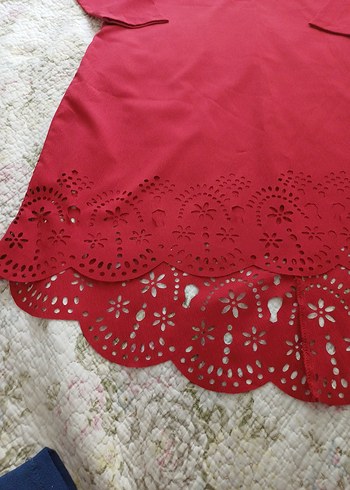 Diğer Takma Dantel Detaylı kırmızı tunik