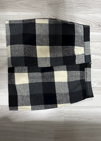 Gri Kareli Kadın Mini Etek - Görsel 2