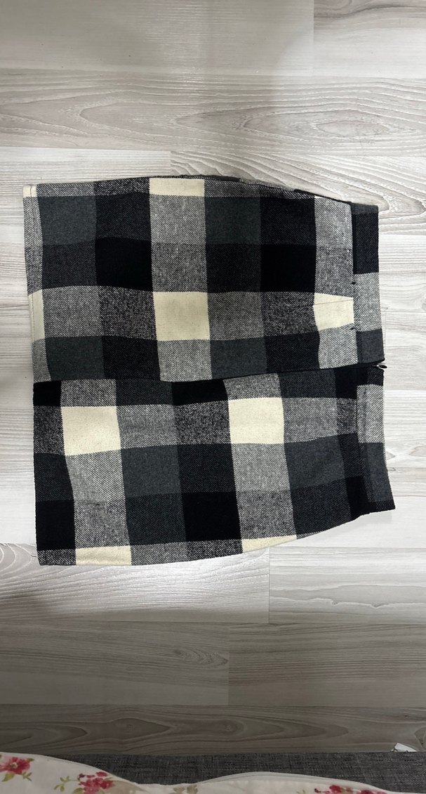 Gri Kareli Kadın Mini Etek - Görsel 2