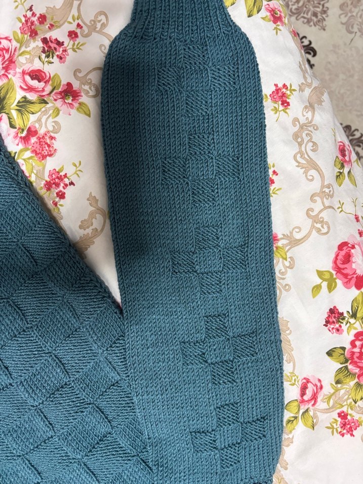 Mavi Örgü Kadın Hırka, Uzun Kollu, Salaş - Görsel 2