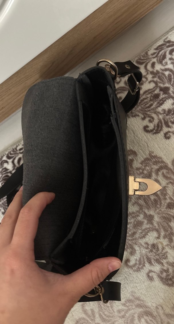 Siyah Deri Kemerli Kadın Çanta - Görsel 2