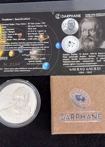 Galileo Galilei Hatıra Gümüş Parası 20 Türk Lirası