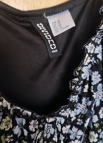 H&M Çiçekli büzgülü askılı elbise 