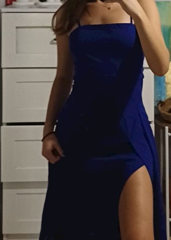 Mavi Straplez Midi Elbise
