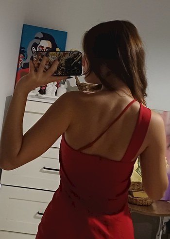 Trendyol & Milla Kırmızı çapraz askılı kısa elbise