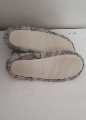 Kız Çocuk Gri Ekose Örgü Sıcak Terlik - Görsel 5