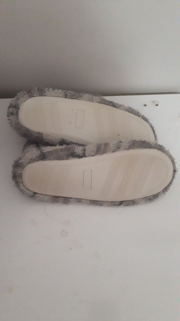 Kız Çocuk Gri Ekose Örgü Sıcak Terlik - Görsel 5