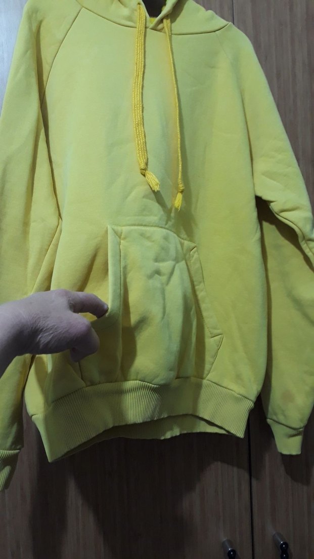 Sarı Kapüşonlu Kadın Sweatshirt - Görsel 3