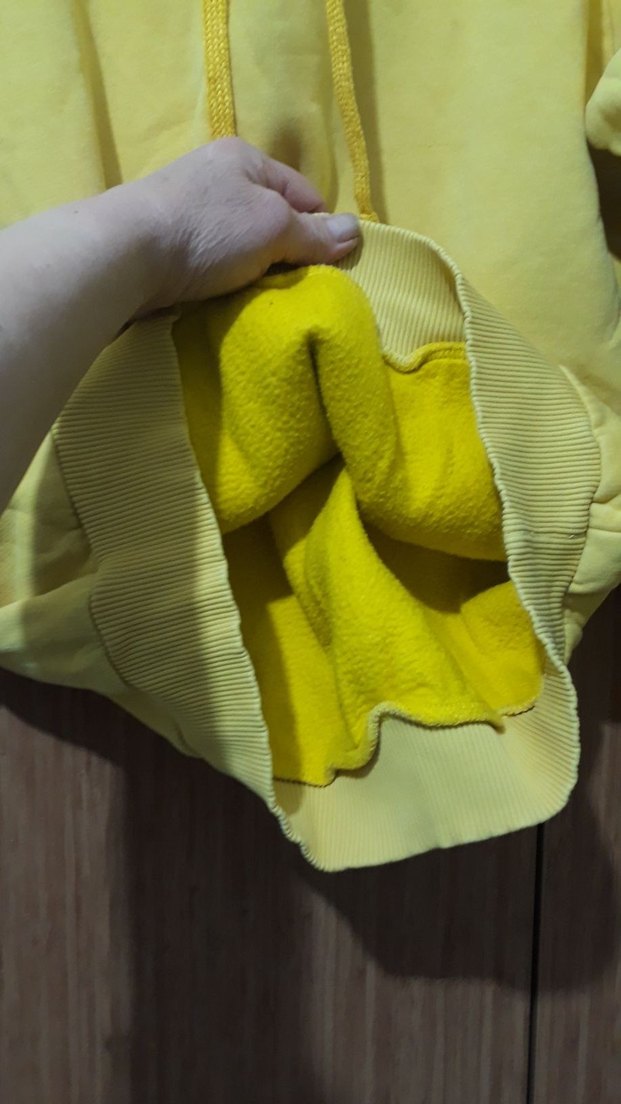 Sarı Kapüşonlu Kadın Sweatshirt - Görsel 5