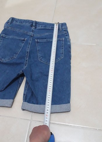 bayan  Mavi Loose Fit Mini Denim Şort - Görsel 3