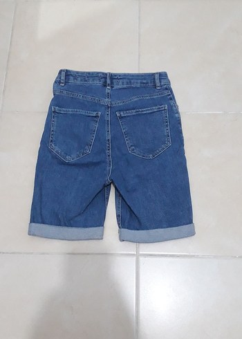 bayan  Mavi Loose Fit Mini Denim Şort - Görsel 4