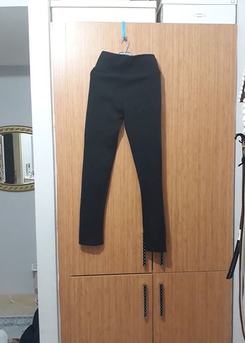 Siyah Süet Kemerli Kadın Tayt - Görsel 4