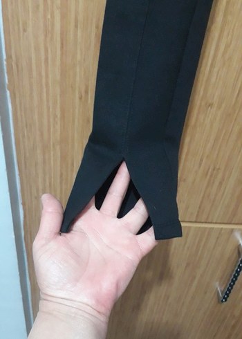 Siyah Süet Kemerli Kadın Tayt - Görsel 2